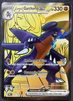 Pokemon TCG Cynthia's Garchomp EX 215/182 Destined Rivals Ultra Rare - Image 1