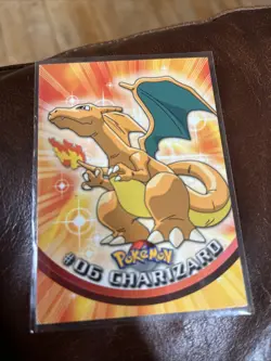 Pokemon Topps Series 1 1998 #06 Charizard 1st Print Blue Logo - Image 1