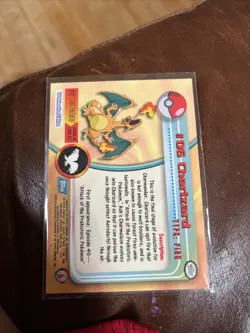 Pokemon Topps Series 1 1998 #06 Charizard 1st Print Blue Logo - Image 2