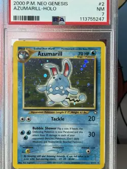 PSA 7 - Pokemon AZUMARILL 2/111 - NEO GENESIS - RARE Holographic SWIRL - Image 1