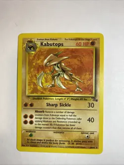 Kabutops Fossil 24/62 Unlimited Rare 1999 Pokemon TCG Card MC Non Holo - Image 1