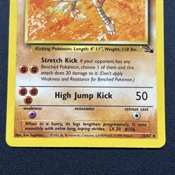 Hitmonlee 22/62 Fossil Non-Holo Pokemon Card WOTC Near Mint NM - Image 3
