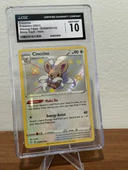 2021 Pokemon Sword & Shield Cinccino Holo Shining Fates CGC10 Gem Mint Low Pop - Image 1