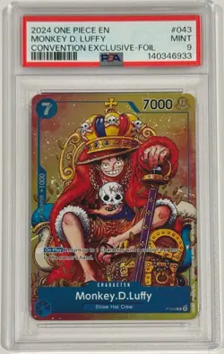 2024 One Piece P-043 Monkey D. Luffy Convention Exclusive Foil PSA 9 English - Image 1