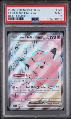 Pokemon Journey Together # 173 Lillie's Clefairy EX Ultra Rare PSA 9 Card MINT! - Image 1