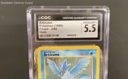 Pokemon Articuno Fossil 2/62 Trading Card CGC Graded 5.5 - Image 3