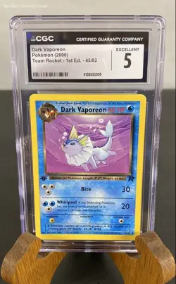 Pokemon Dark Vaporeon 1st Edition Trading Card CGC Graded 5 - Image 1