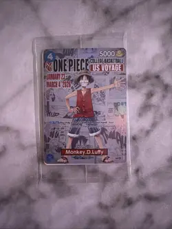 One Piece Monkey D. Luffy US Voyage College Basketball Card Illinois + POSTER - Image 4