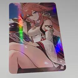 Yae Miko Genshin Impact Art Goddess Story Anime Waifu Card Girl Sexy Reading - Image 1