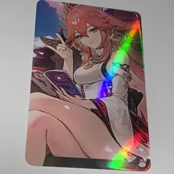 Yae Miko Genshin Impact Art Goddess Story Anime Waifu Card Girl Sexy Reading - Image 5