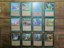 Lot of 12 Green MTG Cards from Urza's Saga edition, Magic the Gathering 1998 - Image 1