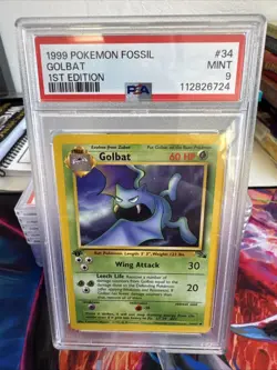 Graded PSA 9 GOLBAT #34 1999 Pokemon Fossil 1ST EDITION MINT - Image 1