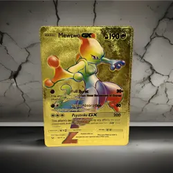 Mewtwo GX Black/Gold Foil Rainbow Display Custom Pokemon Fan Full Art Card - Image 1