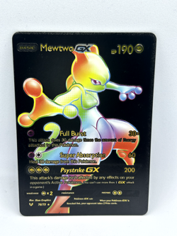 Mewtwo GX Black/Gold Foil Rainbow Display Custom Pokemon Fan Full Art Card - Image 5