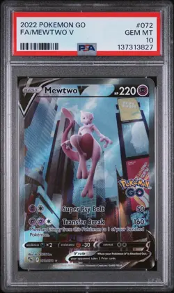 2022 POKEMON GO #072 FULL ART/MEWTWO V PSA 10 - Image 1