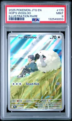 2025 POKEMON JTG EN-JOURNEY TOGETHER ILLUSTRATION RARE #170 HOP'S WOOLOO PSA 9 - Image 1