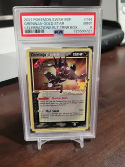 2021 POKEMON SWSH BLACK STAR PROMO #144 GRENINJA-GOLD STAR PSA 9 - Image 1