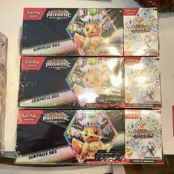 3X Pokemon TCG Prismatic Evolutions Surprise Box& Booster Bundle Sams Club - Image 1