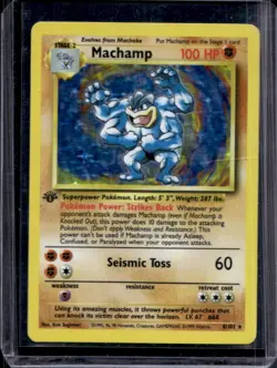 1999 Pokemon 1st Edition Machamp Holo #8/102 - Image 1