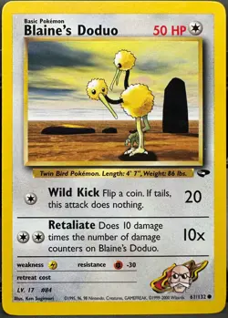 Blaine's Doduo 61/132 Gym Challenge Pokemon TCG 1999 LP - Image 1