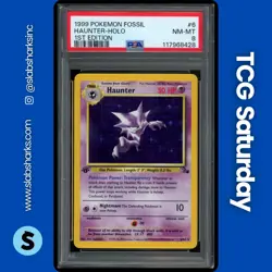 1999 POKEMON FOSSIL 1ST EDITION #6/62 HAUNTER HOLO RARE PSA 8 - Image 1