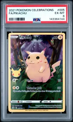 2021 POKEMON CELEBRATIONS #005 FULL ART/PIKACHU PSA 6 - Image 1