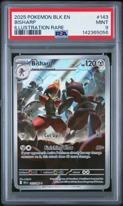 2025 POKEMON BLK EN-BLACK BOLT ILLUSTRATION RARE #143 BISHARP PSA 9 - Image 1