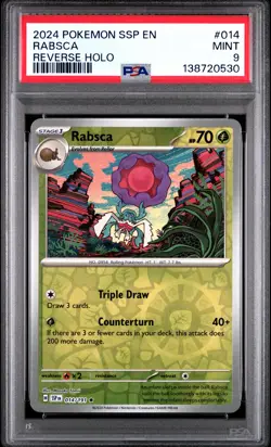 2024 POKEMON SSP EN-SURGING SPARKS REVERSE HOLO #014 RABSCA PSA 9 - Image 1