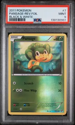 2011 POKEMON B&W #7 PANSAGE-REVERSE FOIL PSA 9 - Image 1