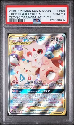 2019 Pokemon SM Cosmic Eclipse FA Togepi Igglybuff Cleffa GX #143 PSA 10 GEM - Image 1