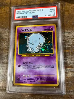 POKEMON 2000 Japanese Neo 2 WOBBUFFET Holo #202 PSA 9 Mint RARE - Image 1