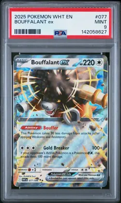 2025 POKEMON WHT EN-WHITE FLARE #077 BOUFFALANT EX PSA 9 - Image 1