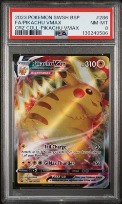 2023 POKEMON SWSH BLACK STAR PROMO #286 FULL ART/PIKACHU VMAX PSA 8 - Image 1