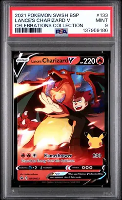 2021 POKEMON SWSH PROMO CELEBRATIONS COLLECTION #133 LANCE'S CHARIZARD V PSA 9 - Image 1