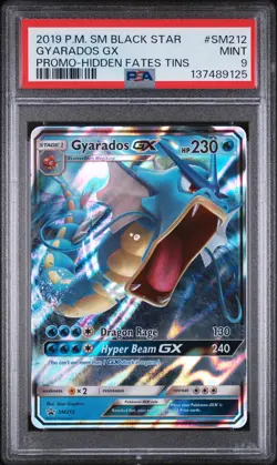 2019 POKEMON SM BLACK STAR PROMO HIDDEN FATES TINS #SM212 GYARADOS GX PSA 9 - Image 1