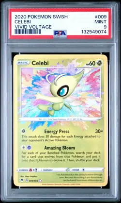 2020 POKEMON SWORD & SHIELD VIVID VOLTAGE #009 CELEBI PSA 9 - Image 1