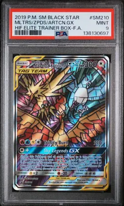 2019 POKEMON SM BLACK STAR PROMO FULL ART/MOLTRES & ZAPDOS & ARTICUNO GX PSA 9 - Image 1