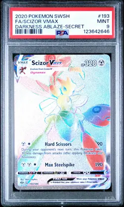 2020 POKEMON SWORD & SHIELD DARKNESS ABLAZE SECRET FULL ART/SCIZOR VMAX PSA 9 - Image 1