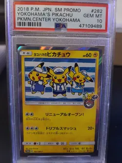 Psa 10 Yokohama’s Pikachu Holo Pokemon Center Promo 282/SM-P Japanese Set 2018 - Image 1