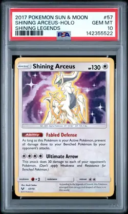 2017 POKEMON SUN & MOON SHINING LEGENDS #57 SHINING ARCEUS-HOLO PSA 10 - Image 1