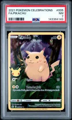 2021 POKEMON CELEBRATIONS #005 FULL ART/PIKACHU PSA 7 - Image 1
