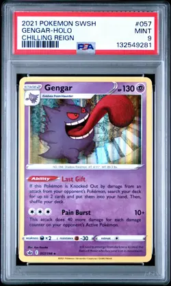 2021 POKEMON SWORD & SHIELD CHILLING REIGN #057 GENGAR-HOLO PSA 9 - Image 1