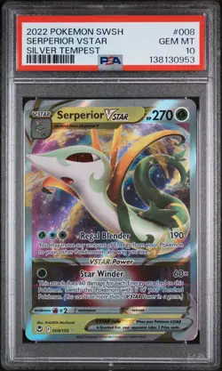 2022 POKEMON SWORD & SHIELD SILVER TEMPEST #008 SERPERIOR VSTAR PSA 10 - Image 1