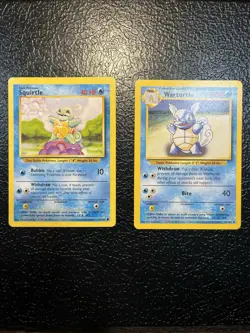 Pokemon Squirtle 63/103 Base Set Unlimited & Wartortle 42/102 Base Set Unlimites - Image 1
