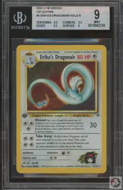 Erika's Dragonair Holo R 4 Gym Heroes 1st Edition Pokemon Bgs 9 Silver - Image 1