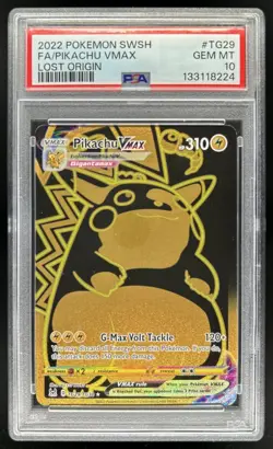 2022 Pokemon SWSH Lost Origin Pikachu VMAX Trainer Gallery #TG29/TG30 PSA 10 - Image 1