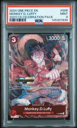 2024 ONE PIECE CHAMPIONSHIP 2023 CELEBRATION PACK #006 MONKEY D. LUFFY PSA 9 - Image 1