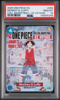 2026 ONE PIECE PROMOS COLLEGE BASKETBALL : US VOYAGE MONKEY D. LUFFY PSA 10 - Image 1
