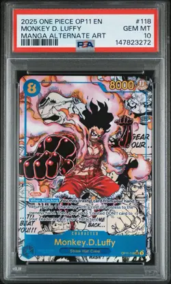 2025 One Piece Monkey.D.Luffy Secret Rare Manga Alt Art #OP11-118 PSA 10 - Image 1