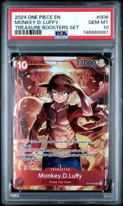 2024 ONE PIECE PROMOS TREASURE BOOSTERS SET #006 MONKEY D. LUFFY PSA 10 - Image 1